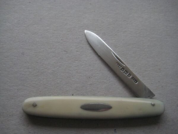 Rare Bone Hafted Army and Navy Hallmarked Silver Bladed Folding Fruit Knife SK170