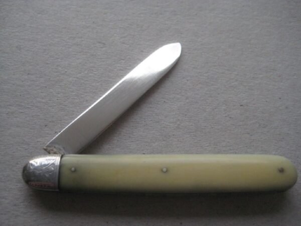 Rare Yellow Hafted Victorian Silver Bladed Folding Fruit Knife SK493 - Image 2