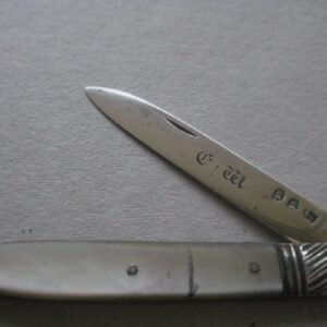 Rare George III Double Duty Mother of Pearl Hafted Silver Bladed Folding Fruit Knife SK50