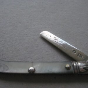 Rare George III Mother of Pearl Hafted Scimitar Silver Bladed Folding Fruit Knife SK30