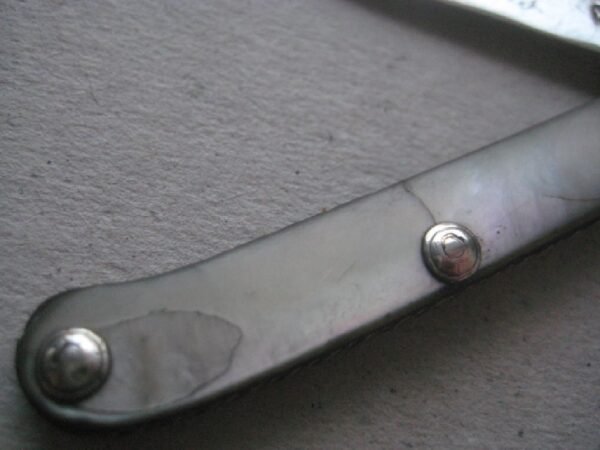 Rare George III Mother of Pearl Hafted Scimitar Silver Bladed Folding Fruit Knife SK30 - Image 3