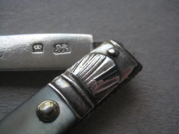 Rare George III Mother of Pearl Hafted Scimitar Silver Bladed Folding Fruit Knife SK30 - Image 4