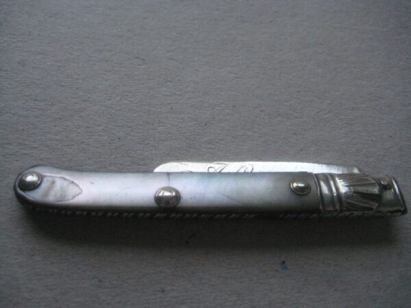 Rare George III Mother of Pearl Hafted Scimitar Silver Bladed Folding Fruit Knife SK30 - Image 8