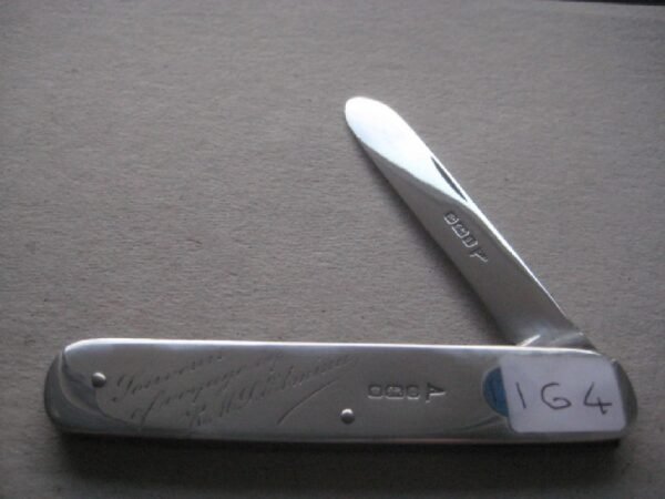 Rare George V Souvenir of Voyage R.M.J. Elmina Engraved Silver Folding Fruit Knife SK164