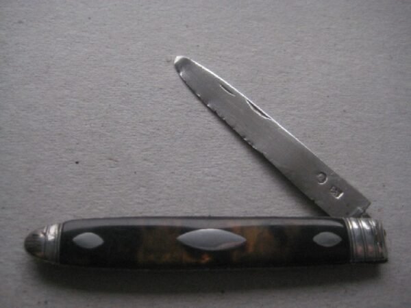 Rare George III Tortoiseshell Hafted Silver Bladed Folding Fruit Knife SK44