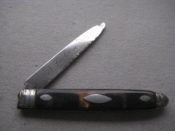 Rare George III Tortoiseshell Hafted Silver Bladed Folding Fruit Knife SK44 - Image 2