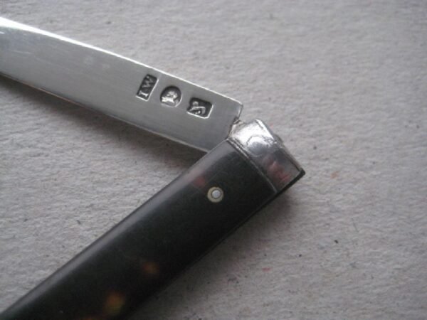 Rare George III Tortoiseshell Hafted Scimitar Silver Bladed Folding Fruit Knife SK8 - Image 3