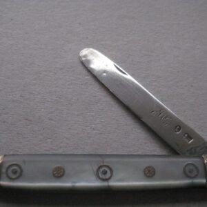 Rare George III Gold Mounted Mother of Pearl Hafted Silver Bladed Folding Fruit Knife SK15