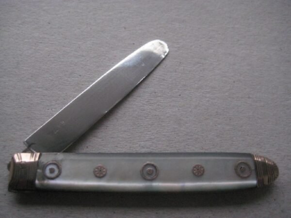 Rare George III Gold Mounted Mother of Pearl Hafted Silver Bladed Folding Fruit Knife SK15 - Image 2