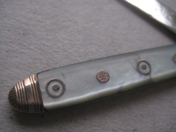 Rare George III Gold Mounted Mother of Pearl Hafted Silver Bladed Folding Fruit Knife SK15 - Image 3