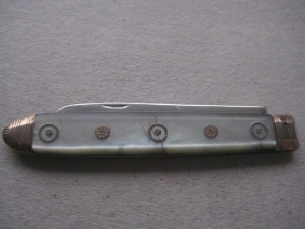 Rare George III Gold Mounted Mother of Pearl Hafted Silver Bladed Folding Fruit Knife SK15 - Image 9