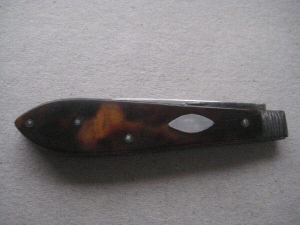 Rare George III Tortoiseshell Hafted Twin Bladed Silver Bladed Folding Fruit Knife SK85 - Image 8