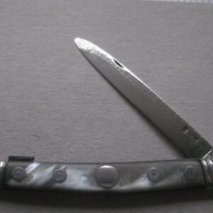 Rare George III Mother of Pearl Hafted Incuse Duty Marked Silver Bladed Folding Fruit Knife SK181