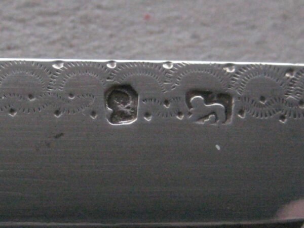 Rare George III Mother of Pearl Hafted Incuse Duty Marked Silver Bladed Folding Fruit Knife SK181 - Image 5