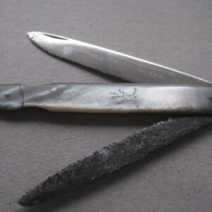 Rare Victorian English Mother of Pearl Hafted Silver and Steel Bladed Folding Fruit Knife SK380