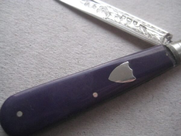 Rare George V Purple Bakerlite Plastic Hafted Silver Bladed Folding Fruit Knife SK150 - Image 3