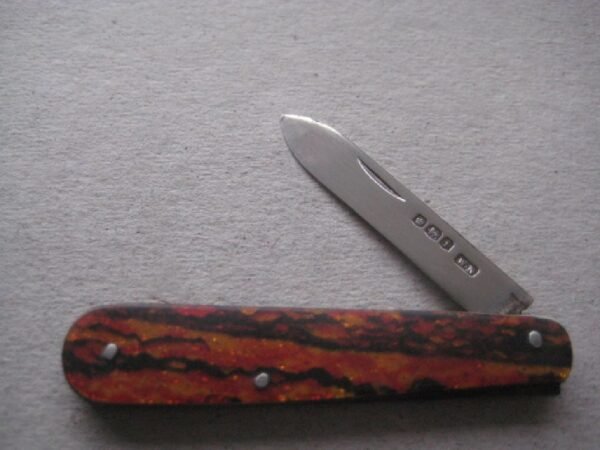 Rare George V Red Bakerlite Plastic Hafted Silver Bladed Folding Fruit Knife SK139