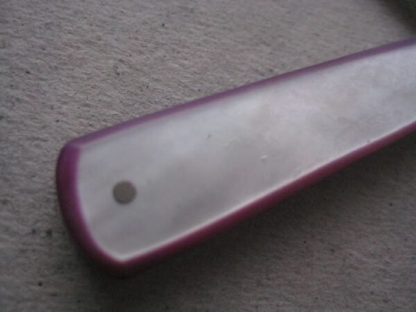 Rare George V Purple Edged Mother of Pearl Hafted Silver Bladed Folding Fruit Knife SK126 - Image 3