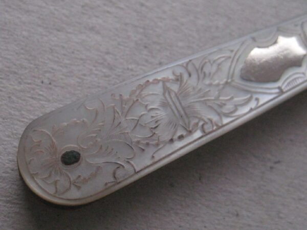 Rare George V Mother of Pearl Hafted Silver Bladed Folding Fruit Knife SK124 - Image 3