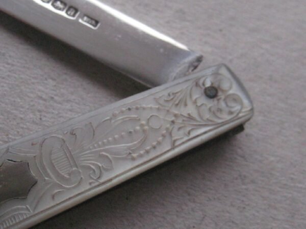 Rare George V Mother of Pearl Hafted Silver Bladed Folding Fruit Knife SK124 - Image 4