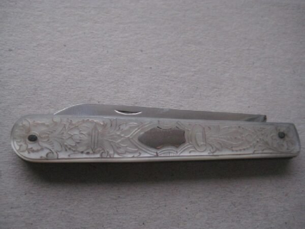 Rare George V Mother of Pearl Hafted Silver Bladed Folding Fruit Knife SK124 - Image 8