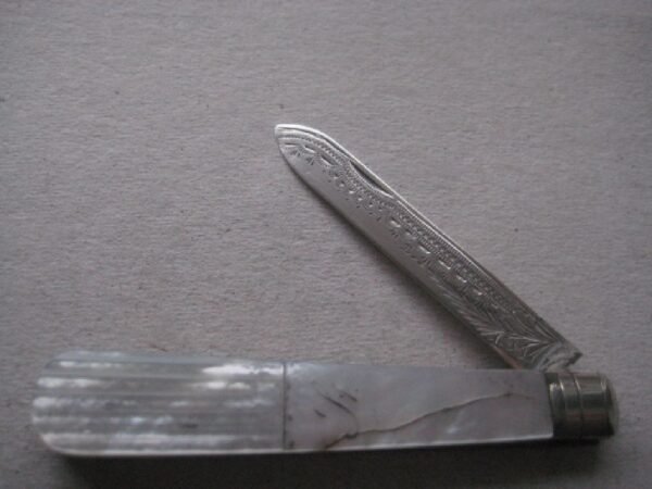 Rare George V Mother of Pearl Hafted Silver Bladed Folding Fruit Knife SK161