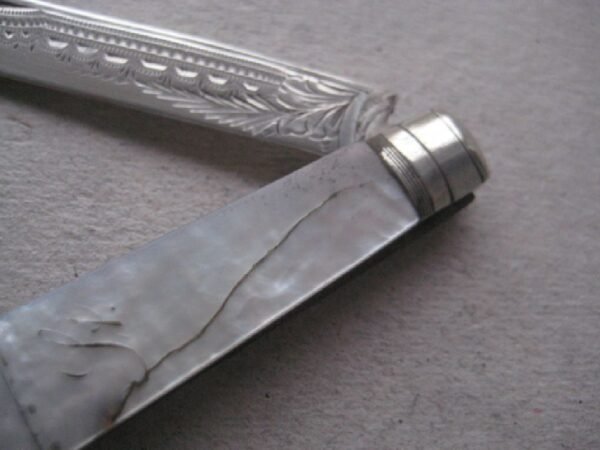 Rare George V Mother of Pearl Hafted Silver Bladed Folding Fruit Knife SK161 - Image 4