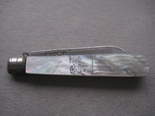 Rare George V Mother of Pearl Hafted Silver Bladed Folding Fruit Knife SK161 - Image 10