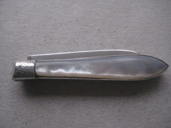 Rare George V Mother of Pearl Hafted Silver Bladed Folding Fruit Knife SK155 - Image 9