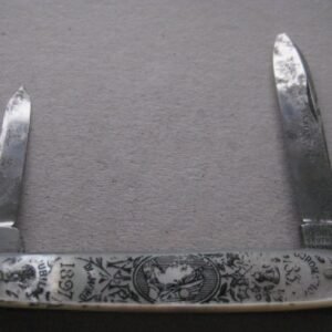 Rare Diamond Jubilee Decorated Victorian Mother of Pearl Hafted Twin Steel Bladed Penknife SK364 MACCL