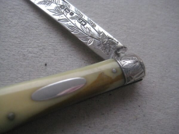 Rare Victorian Bone Hafted Silver Bladed Folding Fruit Knife SK352 - Image 4