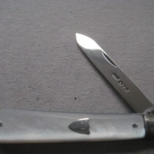 Rare Chester Hallmarked George V Mother of Pearl Hafted Silver Bladed Folding Fruit Knife SK144