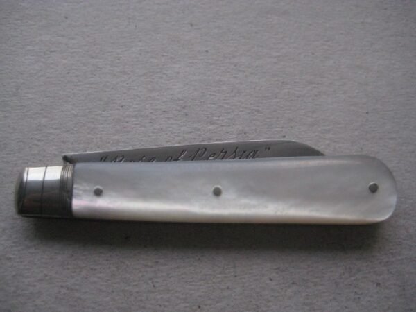 Rare Chester Hallmarked George V Mother of Pearl Hafted Silver Bladed Folding Fruit Knife SK144 - Image 9