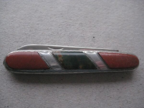 Rare Victorian Connemara Stone Hafted Silver Bladed Folding Fruit Knife S357 - Image 10