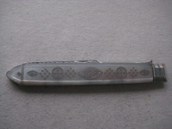 Rare George III Mother of Pearl Hafted Silver Bladed Folding Fruit Fork SK14 - Image 8