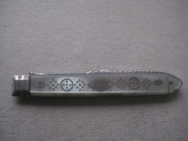 Rare George III Mother of Pearl Hafted Silver Bladed Folding Fruit Fork SK14 - Image 9