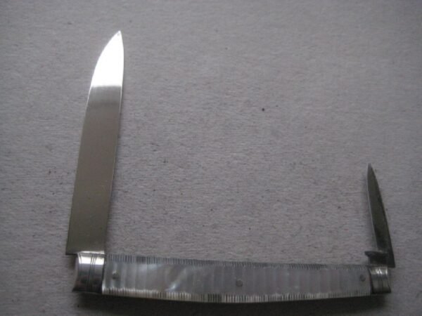 Rare George III Mother of Pearl Hafted Twin Bladed Silver Bladed Folding Fruit Knife SK21 - Image 3