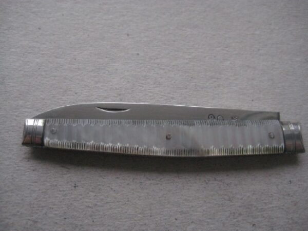 Rare George III Mother of Pearl Hafted Twin Bladed Silver Bladed Folding Fruit Knife SK21 - Image 9