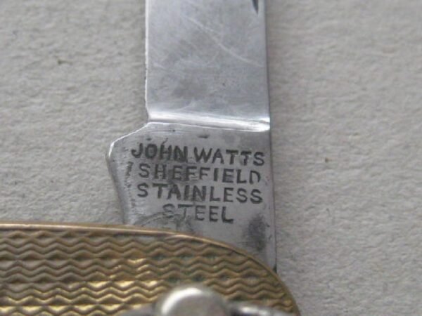 George V Metal Engine Turned Decorated Twin Steel Bladed Penknife SK141 BLETCH - Image 3